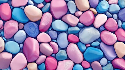 Poster - colorful pastel pebbles background viewed from above creating a vibrant and soothing texture perfect
