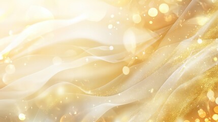 Poster - Elegant gold abstract background with soft waves and luminous bokeh for a luxurious and festive atmosphere in design projects.