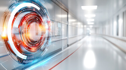 Poster - Futuristic technological interface display modern hospital digital art bright environment close-up view innovation in healthcare