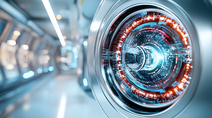 Poster - Exploration of advanced technology in a futuristic environment sci-fi setting digital art high-tech laboratory close-up view