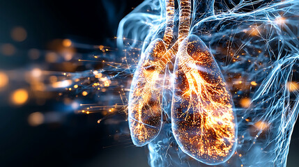 Poster - Dynamic visualization of lungs medical science digital art laboratory close-up health awareness