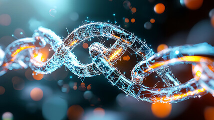 Poster - Innovative digital chain link technology virtual space 3d visualization futuristic environment abstract view connectivity concept