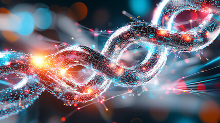 Poster - Exploring the dynamic world of blockchain technology digital realm graphic visualization futuristic environment abstract concept