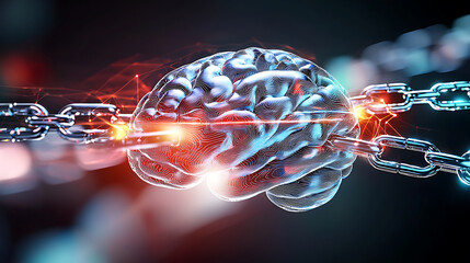 Poster - Breaking mental chains exploring brain empowerment through technology digital art abstract close-up innovation