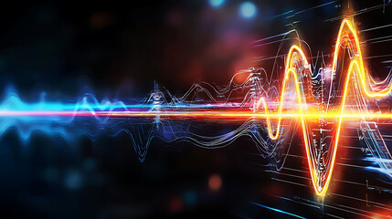 Poster - Dynamic soundwave visualization digital space abstract art vibrant colors close-up motion concept for exploration