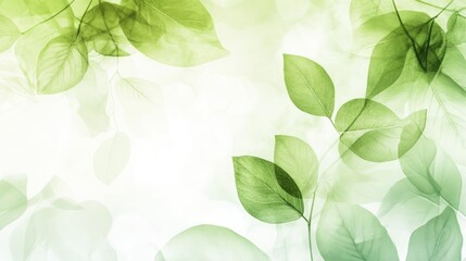 Poster - Green leaves soft background with gentle color filters ideal for nature themes and environmental designs.