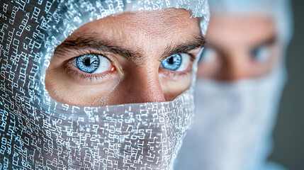 Poster - Digital transformation in cybersecurity futuristic setting portrait photography high-tech environment close-up view innovation insights