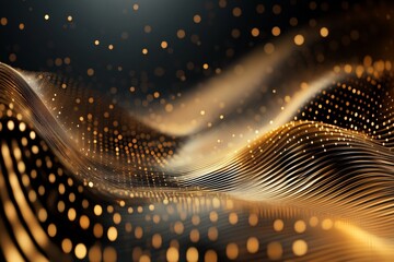 Poster - Dynamic golden waves create a mesmerizing visual effect in abstract art display