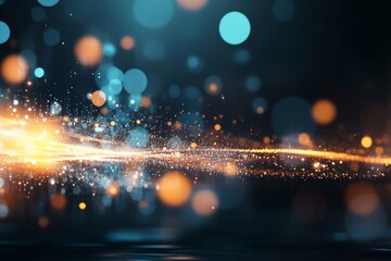 Poster - Colorful abstract light bursts and sparkles create a mesmerizing effect in a dark background setting