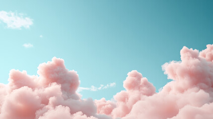 Wall Mural - pink clouds scatter across a bright blue sky on a sunny afternoon in a tranquil landscape setting