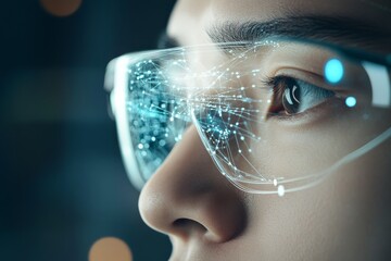 Poster - Innovative technology enhances vision with augmented reality glasses for a futuristic experience