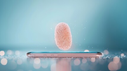 Poster - A fingerprint glowing on a smartphone screen, symbolizing the growing use of biometric authentication for enhanced security measures.