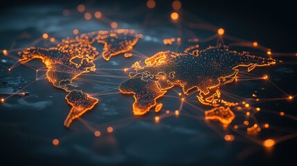 Poster - A digital map displaying real time data on global trade flows, showcasing the intricate web of commerce connecting different regions.