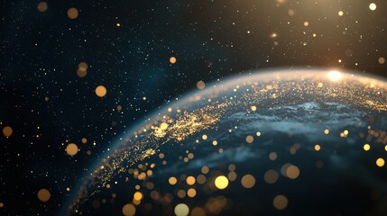 Poster - An astronaut view of Earth from space, highlighting the planet interconnectedness and the importance of global cooperation.