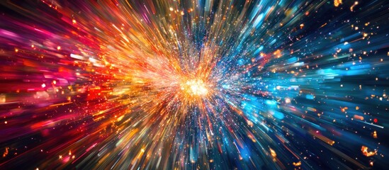 Poster - colorful abstract explosion of glitter and light creating a dynamic backdrop suitable for celebratio