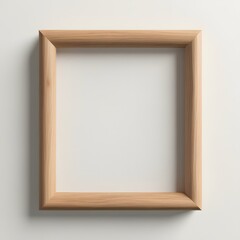 Wall Mural - Simple Elegant Light Wooden Picture Frame Mockup on White Background Perfect for Presentation and Design Projects