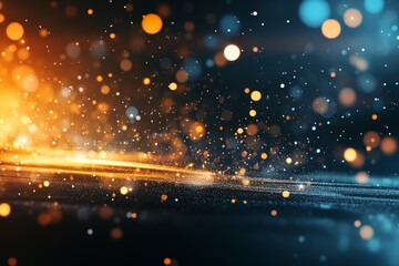 Poster - Colorful bokeh lights create a mesmerizing effect on a dark background in a digital artwork at night