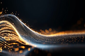 Poster - Stunning light waves with sparkling particles create a mesmerizing visual effect at night