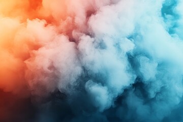 Poster - Colorful smoke swirling in vibrant hues of blue and orange, creating a dynamic and captivating atmosphere during an artistic display