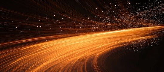 Poster - dynamic orange light trails resembling fireworks illuminating the night sky in a mesmerizing abstrac