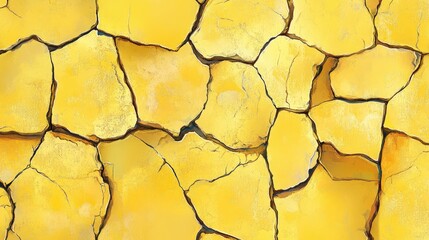 Poster - Textured cracked yellow wall surface with imperfections showcasing an aged rustic appearance for backgrounds or design elements.