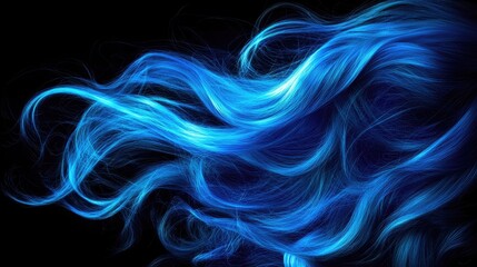 Poster - Abstract blue wave patterns on a dark background creating a sense of fluidity and depth conveying a conceptual artistic theme