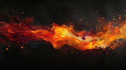 Poster - vibrant flame swirling with intense heat and energy against a dark background creating a dynamic and