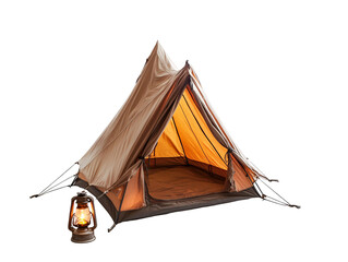 brown tent with a vintage lantern