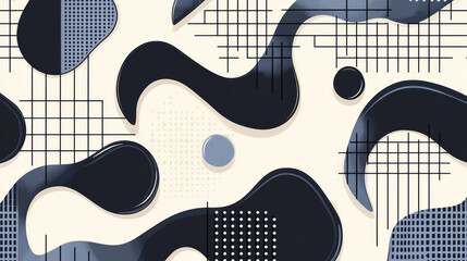 Poster - Abstract pattern featuring geometric shapes and contrasting colors on a light background