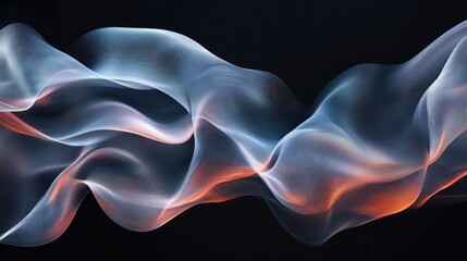 Poster - Abstract soft wave patterns in black cloth background with subtle color accents for elegant design and artistic presentations