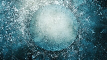 Poster - circular ocean stone texture background with abstract icy blue tones and a central light focal point