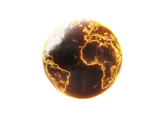 Isolated Glowing Globe With Black Ocean