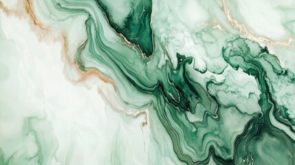Poster - elegant green and cream watercolor abstraction creating a serene and artistic background for various