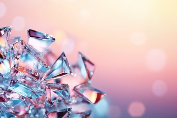 Poster - Intricate crystal formations reflecting light with a soft pastel background
