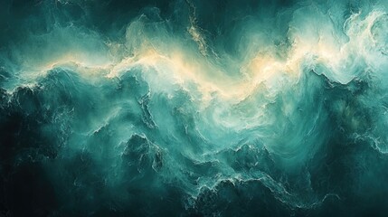 Poster - dark green pastel abstract background with ethereal swirls and soft gradients creating a serene and 