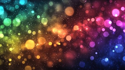 Poster - Colorful blurred lights creating a vibrant bokeh effect at night ideal for festive or creative backgrounds and designs.