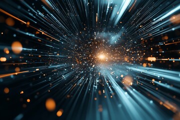 Poster - Dynamic burst of colors and light creates a sense of movement in a cosmic environment
