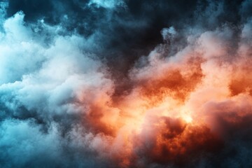 Poster - Colorful swirling clouds blend orange and blue hues, creating a dramatic sky during twilight