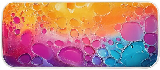 Poster - Colorful abstract liquid art with vibrant orange, pink, and blue bubbles ideal for creative and contemporary design projects