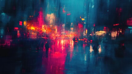 Poster - colorful abstract light painting creating a dreamy urban atmosphere with blurred motion and vibrant 
