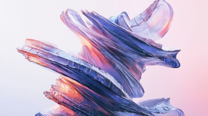 Poster - Abstract swirling shapes in soft pastel colors creating a modern artistic representation of fabric movements and textures.