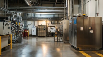 Poster - Industrial facility with machinery and equipment in a clean, organized environment.