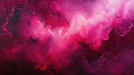 Poster - Vibrant pink abstract background with luxurious smoke and swirling ink formations creating a cosmic underwater explosion effect