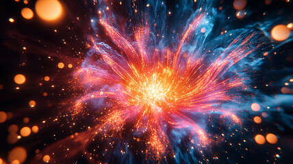 Poster - Colorful explosion of light and energy in a cosmic environment. 