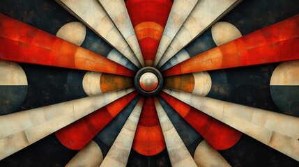 Poster - vibrant abstract symmetry with circular patterns in earthy tones creating a dynamic and visually str