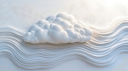 Poster - cloud with silver lining abstract design featuring soft waves and a three-dimensional cloud formatio