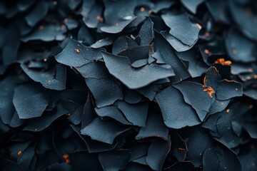 Poster - Close-up view of textured dark blue and black material with copper accents in a natural setting during bright daylight hours