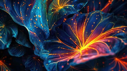 Poster - Vibrant Alocasia Leaf with Intricate Patterns Illuminated by Light Against a Dark Background
