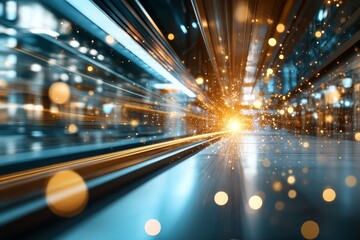 Poster - Dynamic light trails showcasing movement and energy in an abstract setting at night