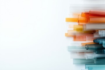 Poster - Colorful translucent tubes create a vibrant abstract background with soft gradients and motion effects in a minimalist space